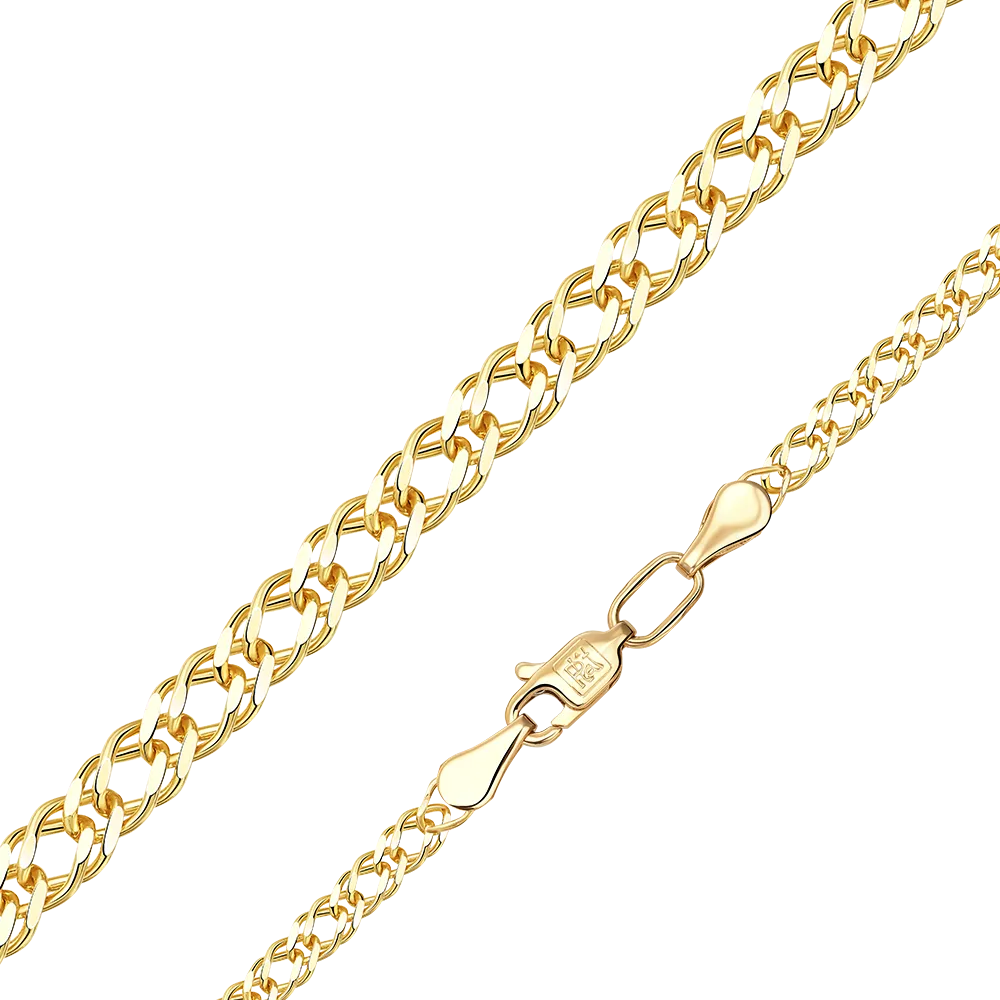 Цепь из лимонного золота с алмазной гранью (плетение «Двойной ромб») 21-0313-045-1130-17