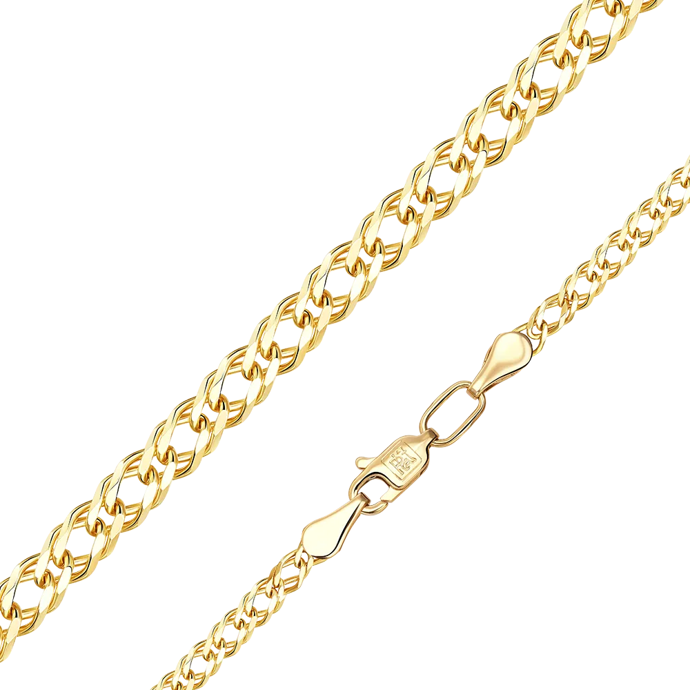 Цепь из лимонного золота с алмазной гранью (плетение «Двойной ромб») 21-0313-060-1130-17