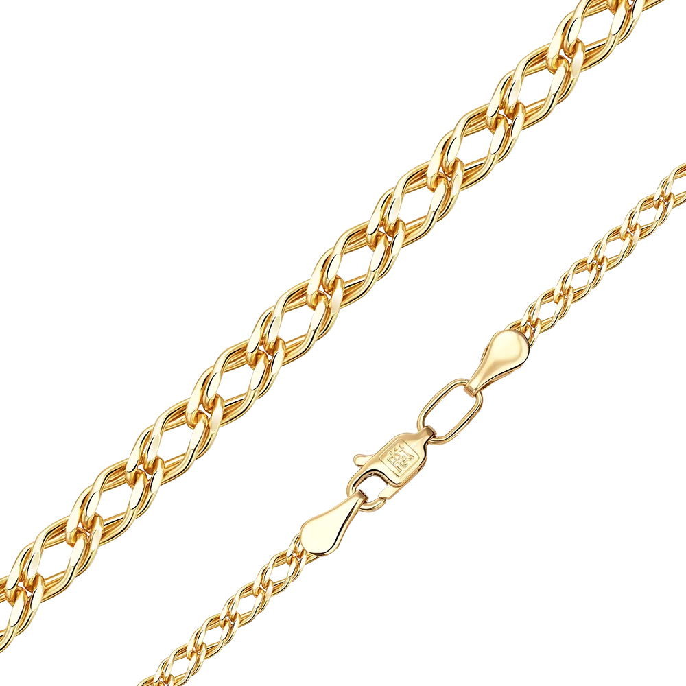 Цепь из лимонного золота с алмазной гранью (плетение «Двойной ромб») 21-0313-050-1130-17