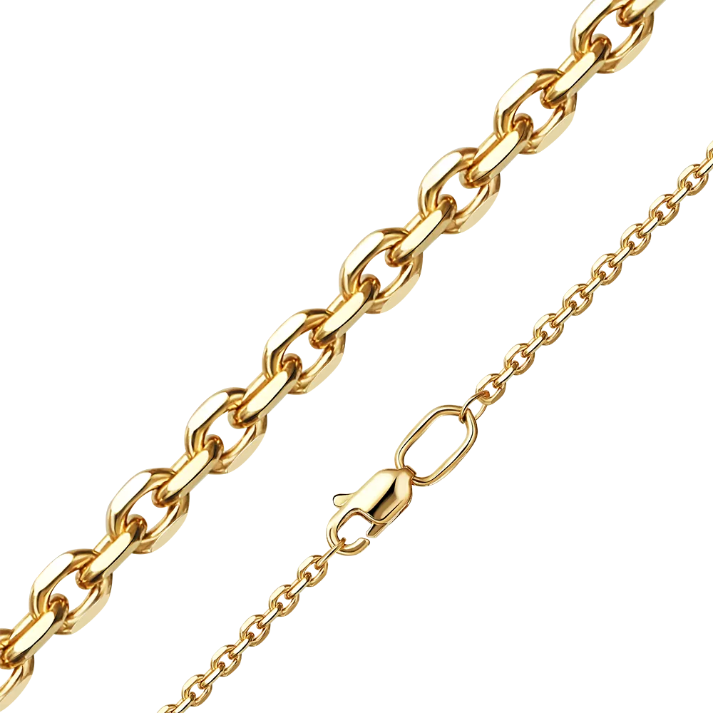 Цепь из лимонного золота с алмазной гранью (плетение «Якорное») 21-0813-050-1130-17