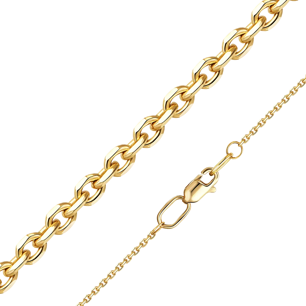 Цепь из лимонного золота с алмазной гранью (плетение «Якорное») 21-0813-040-1130-17