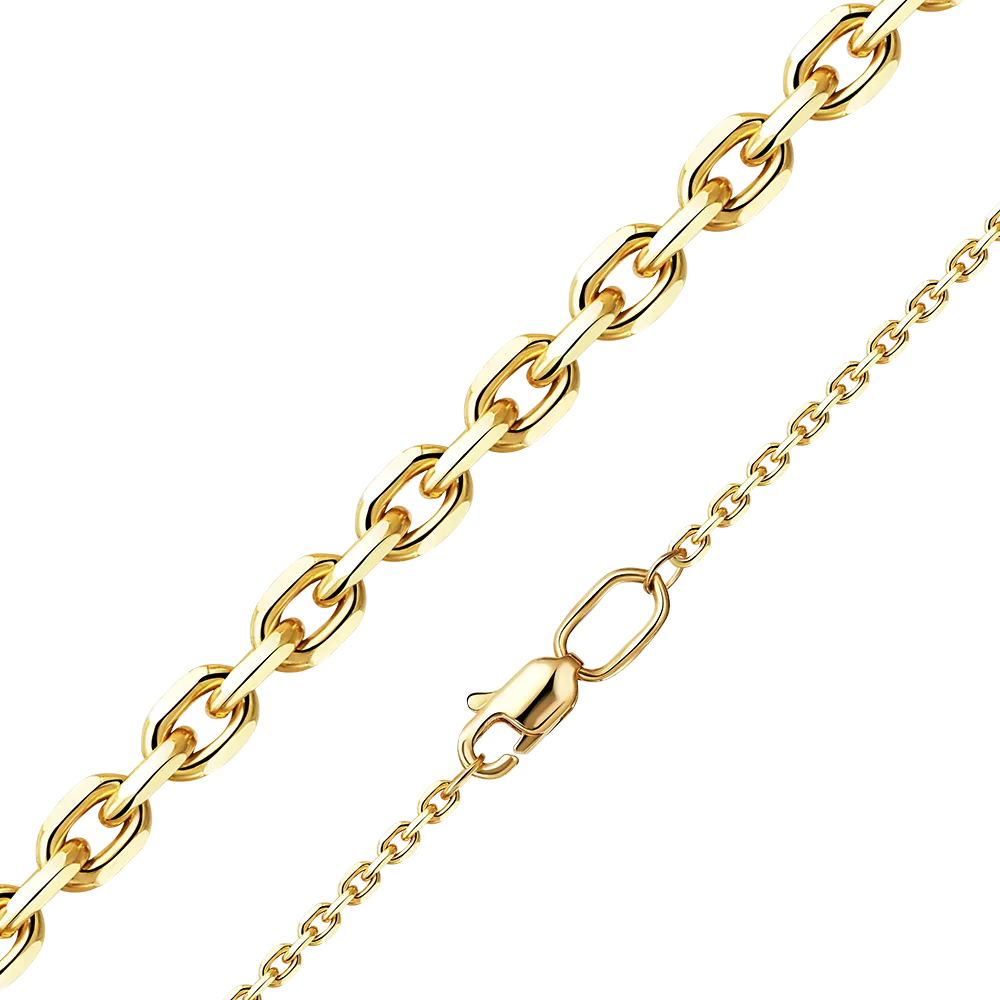 Цепь из лимонного золота с алмазной гранью (плетение «Якорное») 21-0813-060-1130-17