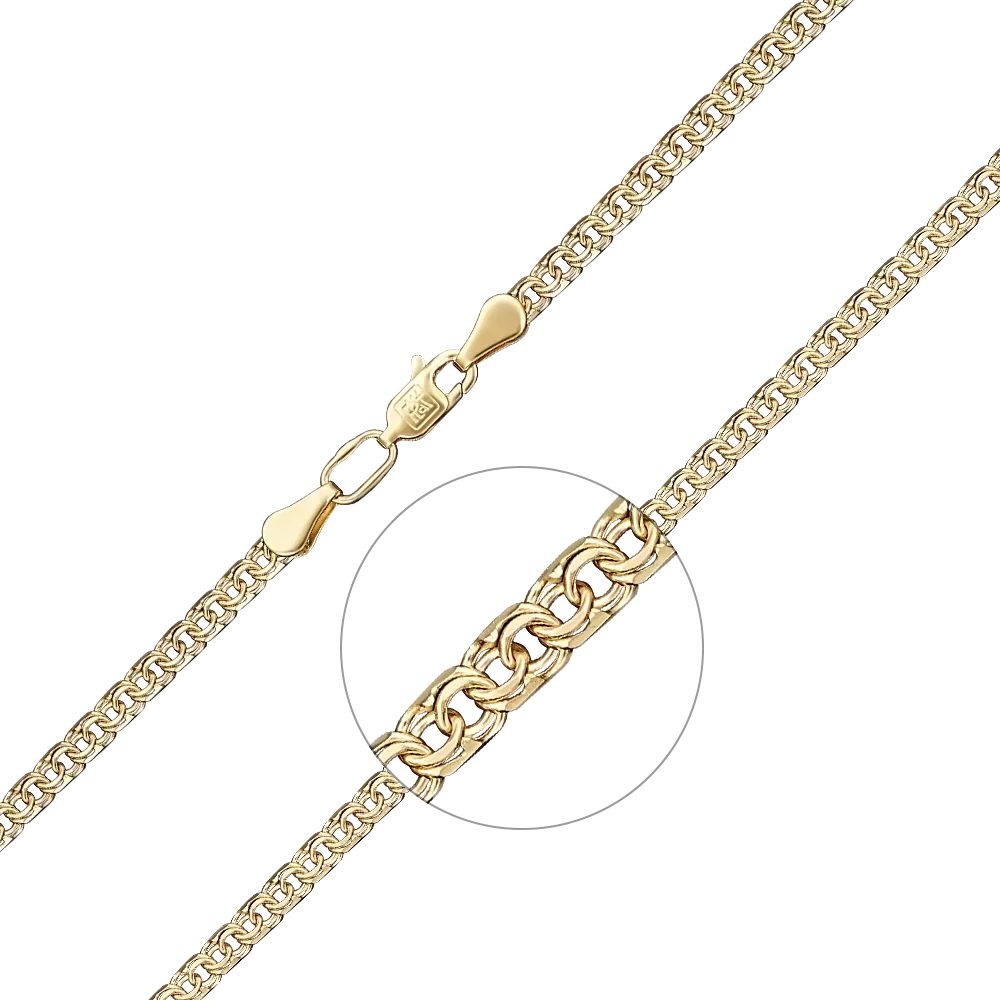 Цепь из лимонного золота с алмазной гранью (плетение «Бисмарк») 21-2720-050-1130-19