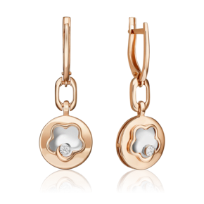 Серьги с английским замком из комбинированного золота с бриллиантами 02-4986-00-101-1111