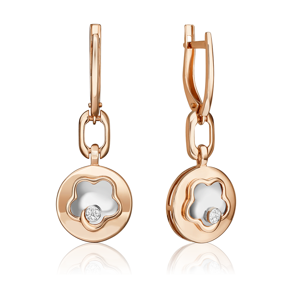 Серьги с английским замком из комбинированного золота с бриллиантами 02-4986-00-101-1111