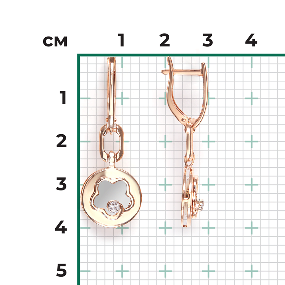 Серьги с английским замком из комбинированного золота с бриллиантами 02-4986-00-101-1111