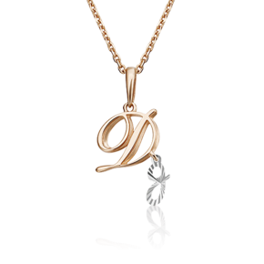 Подвеска «Буква Д» из комбинированного золота 03-2950-Д-000-1111