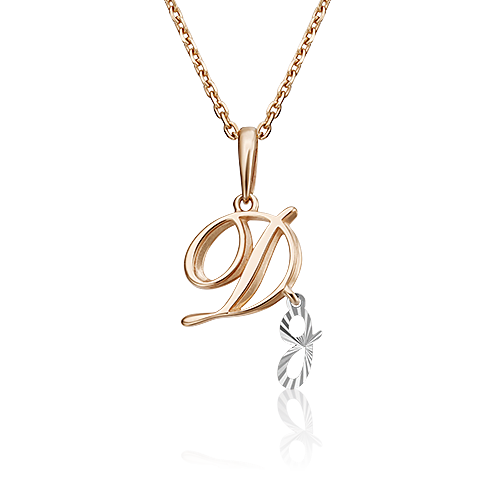 Подвеска «Буква Д» из комбинированного золота 03-2950-Д-000-1111