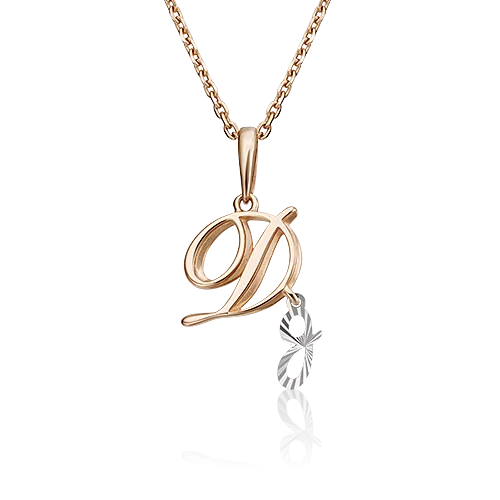 Подвеска «Буква Д» из комбинированного золота 03-2950-Д-000-1111