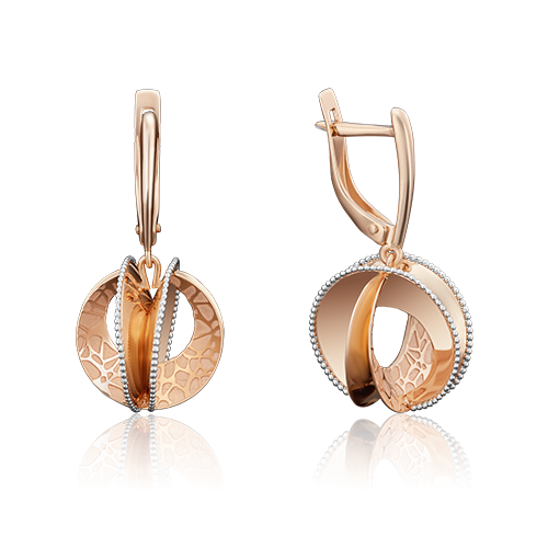 Серьги с английским замком из красного золота 02-3992-00-000-1110-48