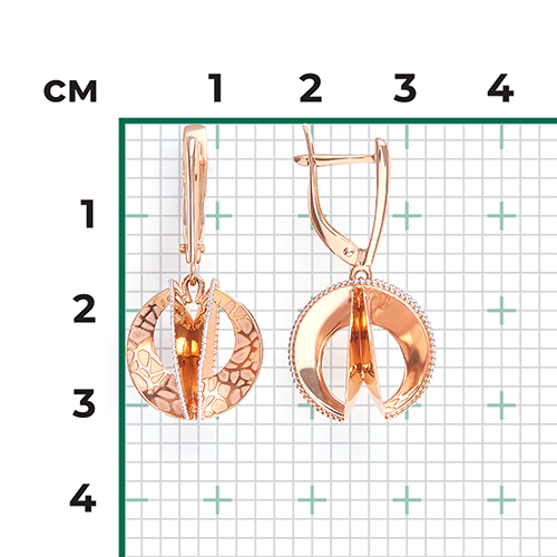 Серьги с английским замком из красного золота 02-3992-00-000-1110-48