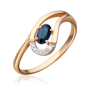 Кольцо из красного золота с сапфиром и бриллиантами 01-0662-00-105-1110-30