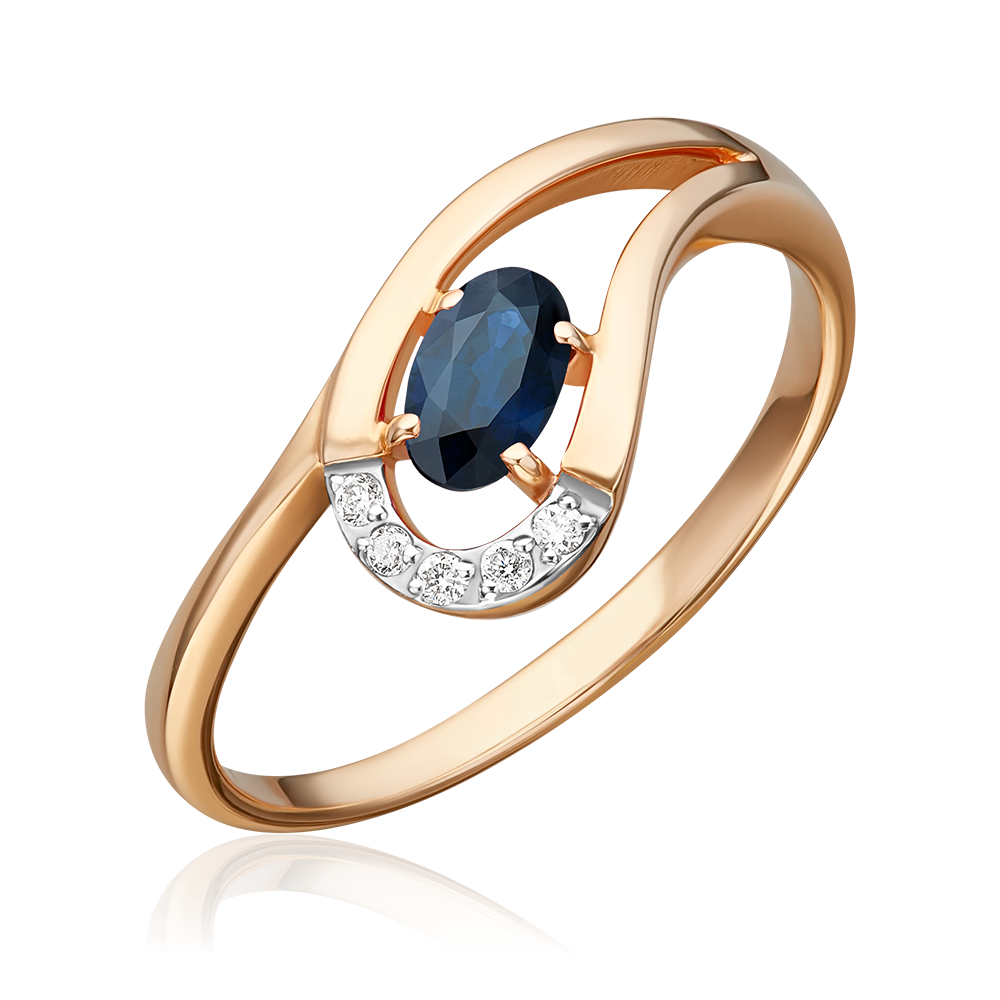 Кольцо из красного золота с сапфиром и бриллиантами 01-0662-00-105-1110-30