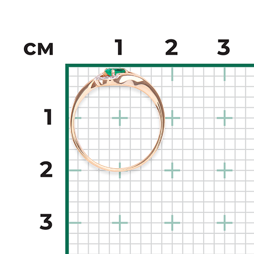 Кольцо из красного золота с изумрудом и бриллиантами 01-0662-00-106-1110-30