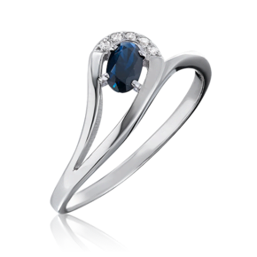 Кольцо из белого золота с сапфиром и бриллиантами 01-0663-00-105-1120-30