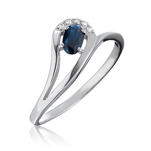 Кольцо из белого золота с сапфиром и бриллиантами 01-0663-00-105-1120-30