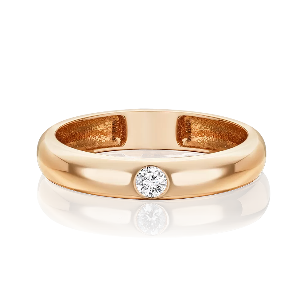 Обручальное кольцо из красного золота с бриллиантом 01-0666-00-101-1110-30