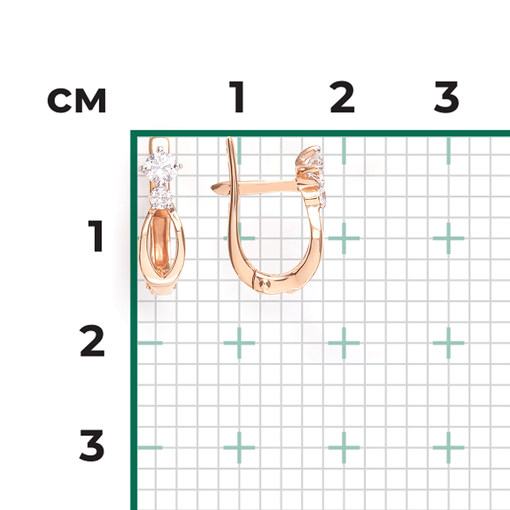Серьги с английским замком из красного золота с бриллиантами 02-0339-00-101-1110-30