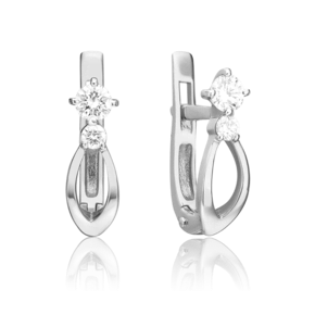 Серьги с английским замком из белого золота с бриллиантами 02-0340-00-101-1120-30