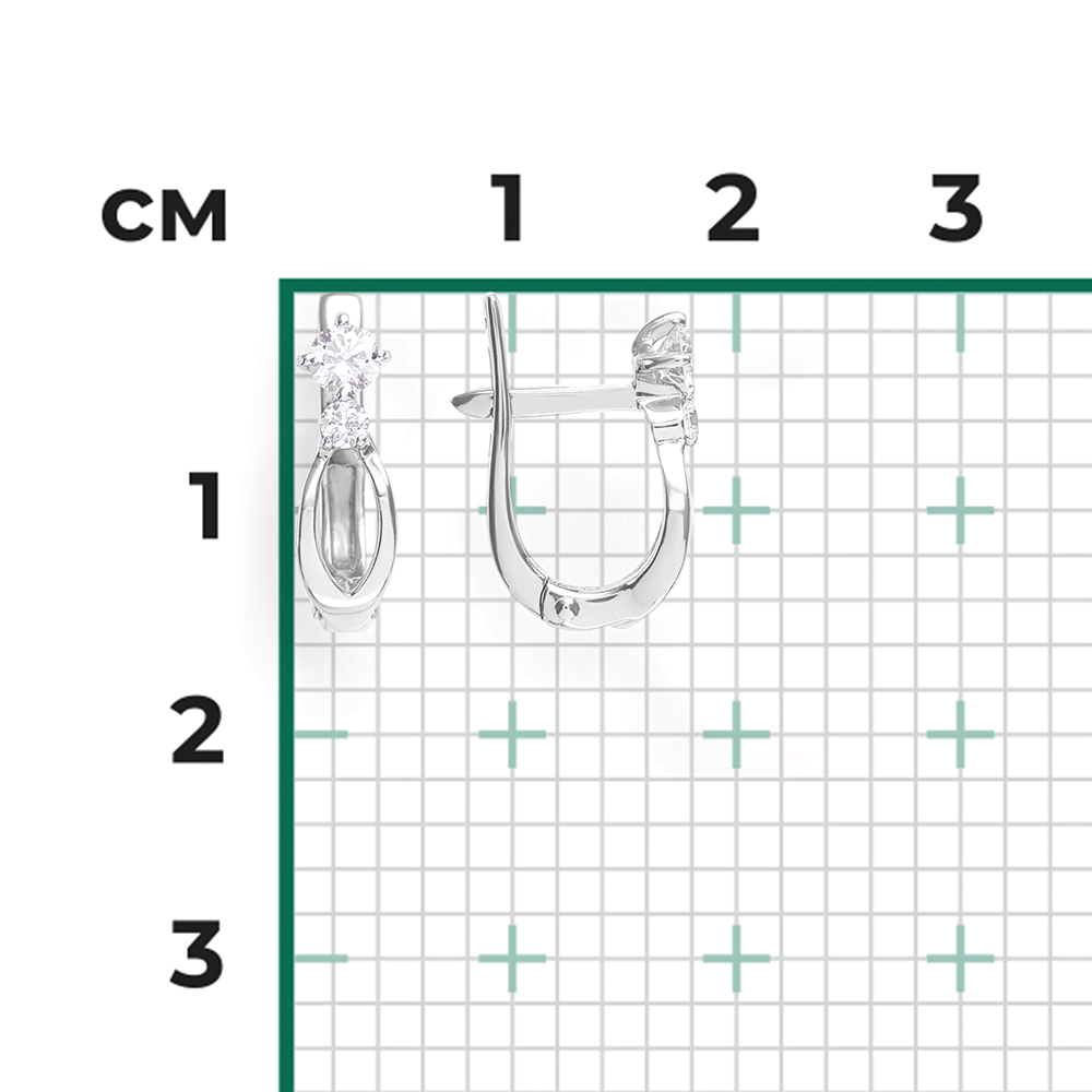 Серьги с английским замком из белого золота с бриллиантами 02-0340-00-101-1120-30
