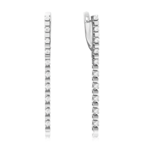 Серьги с английским замком из белого золота с фианитами 02-4241-00-401-1120