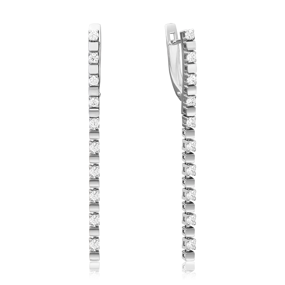 Серьги с английским замком из белого золота с фианитами 02-4241-00-401-1120