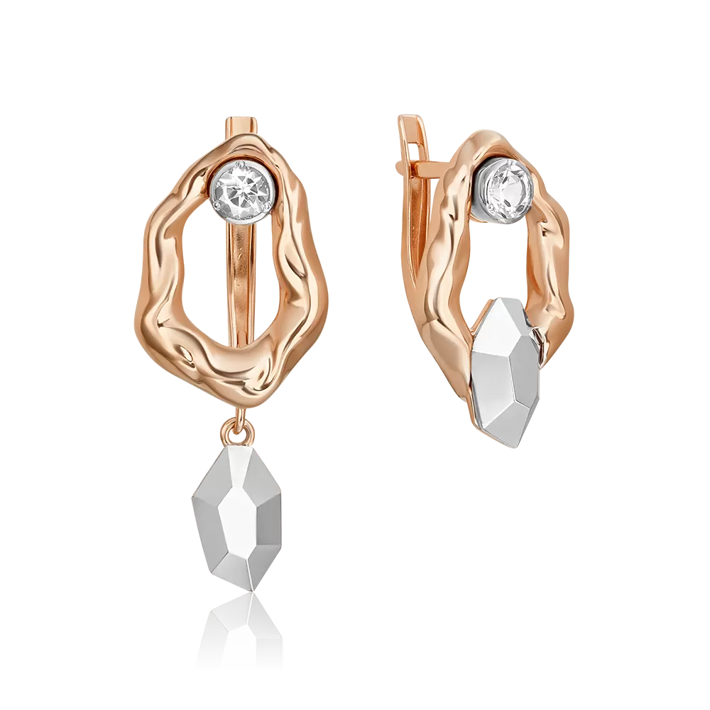 Серьги с английским замком из комбинированного золота с натуральным топазом white 02-5045-00-201-1111