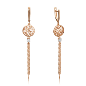 Серьги с английским замком из красного золота с фианитом 02-4504-00-401-1110-48