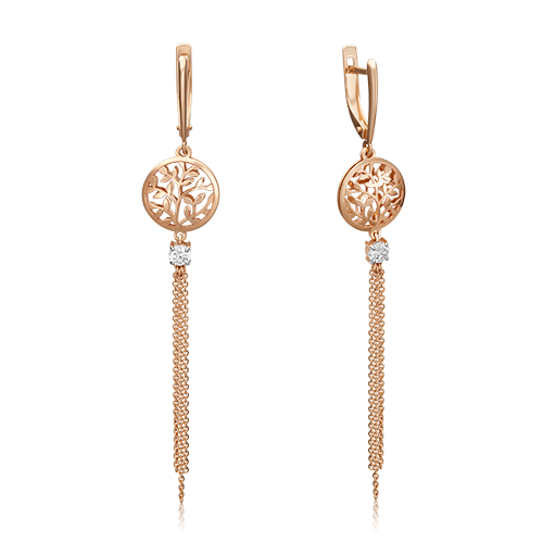Серьги с английским замком из красного золота с фианитом 02-4504-00-401-1110-48