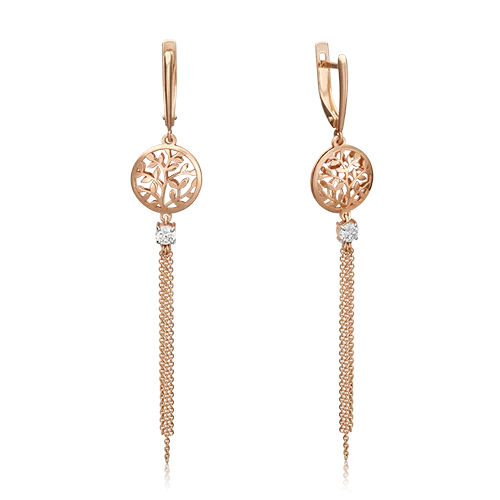 Серьги с английским замком из красного золота с фианитом 02-4504-00-401-1110-48