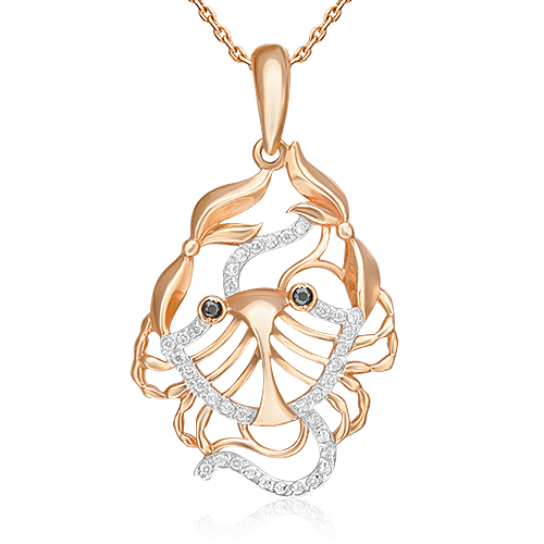 Подвеска «Знак зодиака Рак» из красного золота с фианитами 03-1180-00-403-1110-32