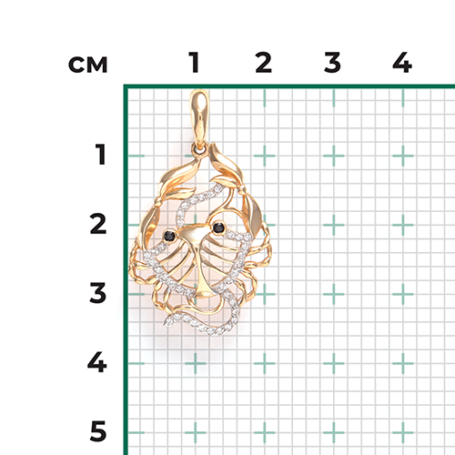 Подвеска «Знак зодиака Рак» из красного золота с фианитами 03-1180-00-403-1110-32