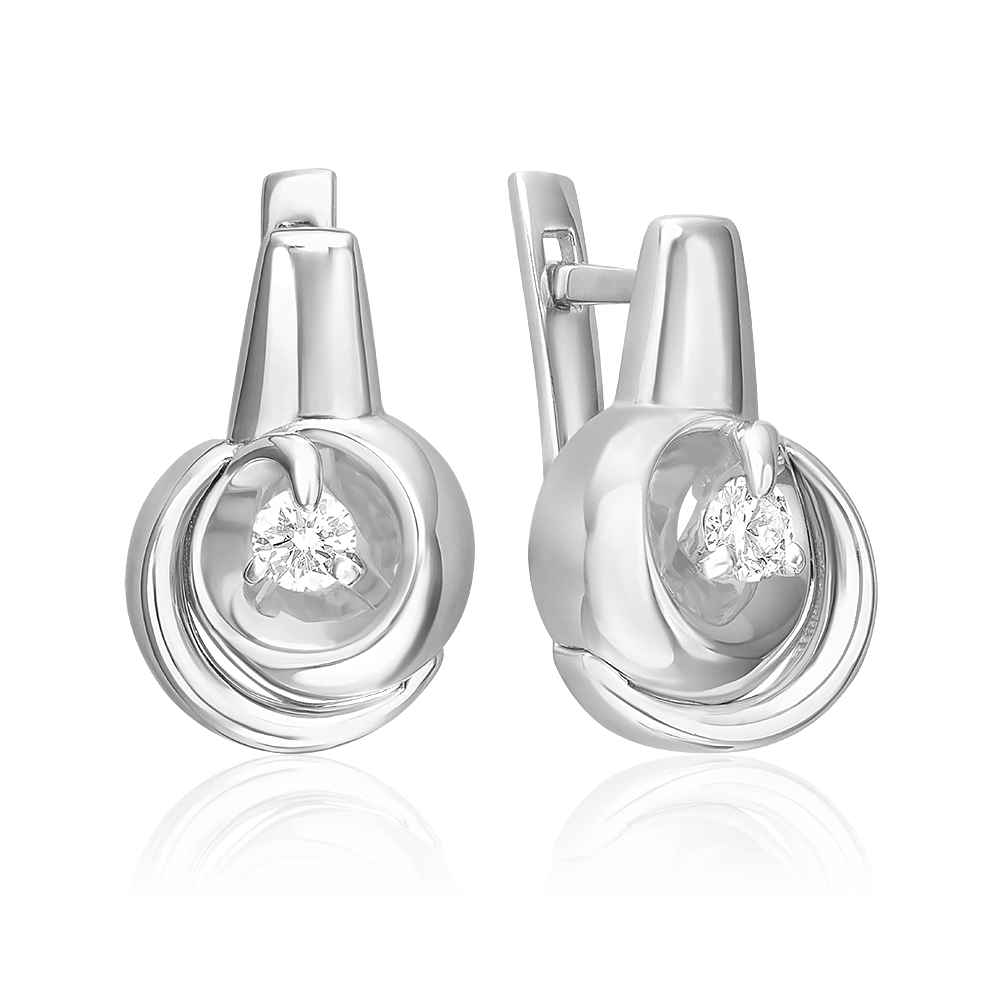 Серьги с английским замком из белого золота с бриллиантом 02-5215-00-101-1120