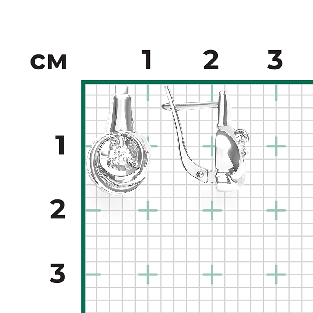 Серьги с английским замком из белого золота с бриллиантом 02-5215-00-101-1120