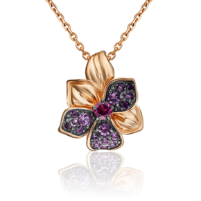 Подвеска «Дикая орхидея» из красного золота с гранатом и аметистами 03-3129-00-257-1110-57