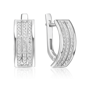 Серьги с английским замком из белого золота с бриллиантами 02-2325-00-101-1120-30