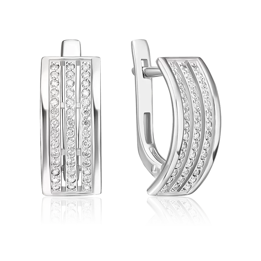 Серьги с английским замком из белого золота с бриллиантами 02-2325-00-101-1120-30