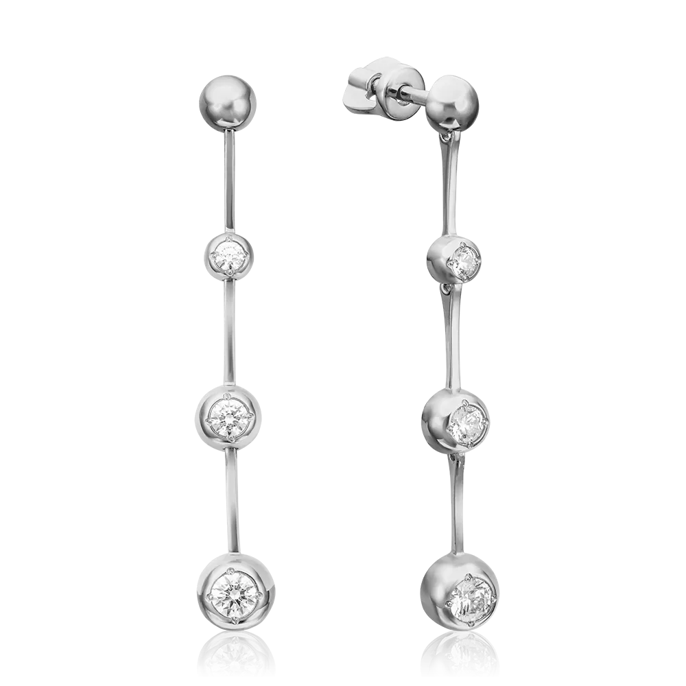 Серьги-пусеты из белого золота с фианитами 02-4319-00-501-1120-38