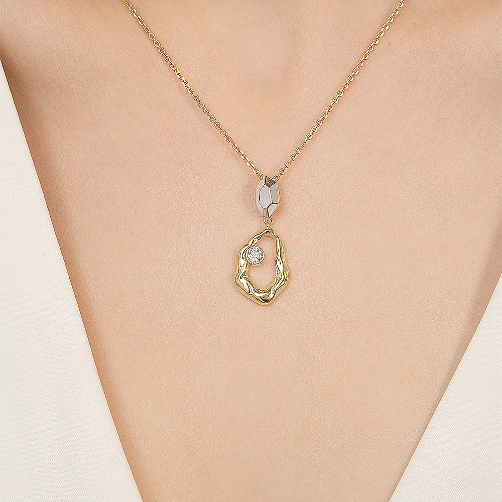 Подвеска из комбинированного золота с натуральным топазом white 03-3381-00-201-1121