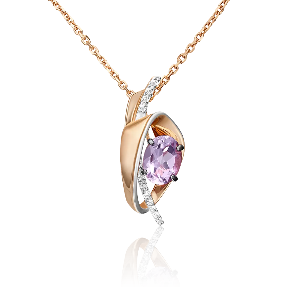 Подвеска из красного золота с аметистом и натуральными топазами white 03-3061-00-225-1110-57