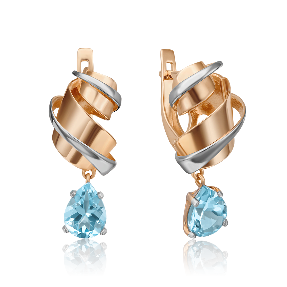 Серьги с английским замком из красного золота с топазом 02-4377-00-201-1110-57