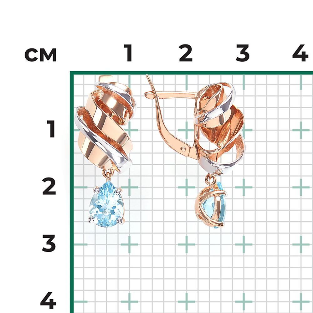 Серьги с английским замком из красного золота с топазом 02-4377-00-201-1110-57