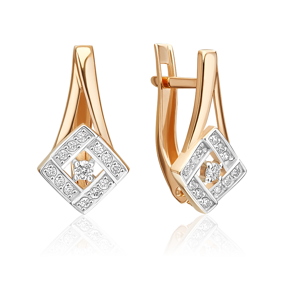 Серьги с английским замком из красного золота с бриллиантами 02-5630-00-101-1110