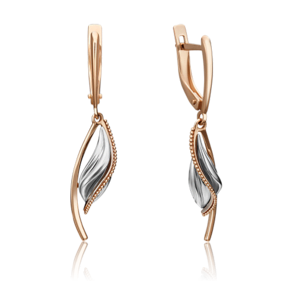 Серьги с английским замком из комбинированного золота 02-4356-00-000-1111-42