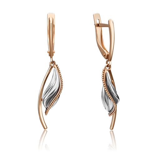 Серьги с английским замком из комбинированного золота 02-4356-00-000-1111-42