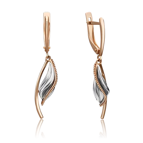 Серьги с английским замком из комбинированного золота 02-4356-00-000-1111-42