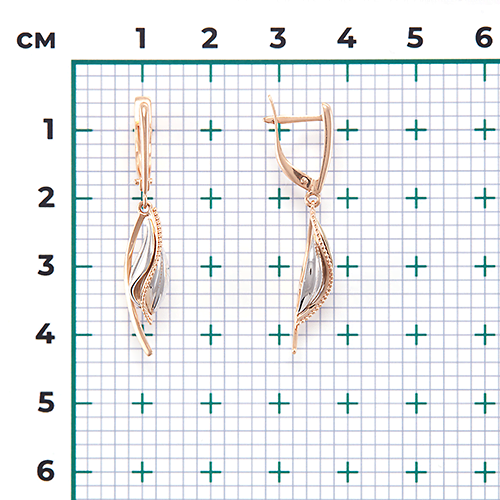 Серьги с английским замком из комбинированного золота 02-4356-00-000-1111-42