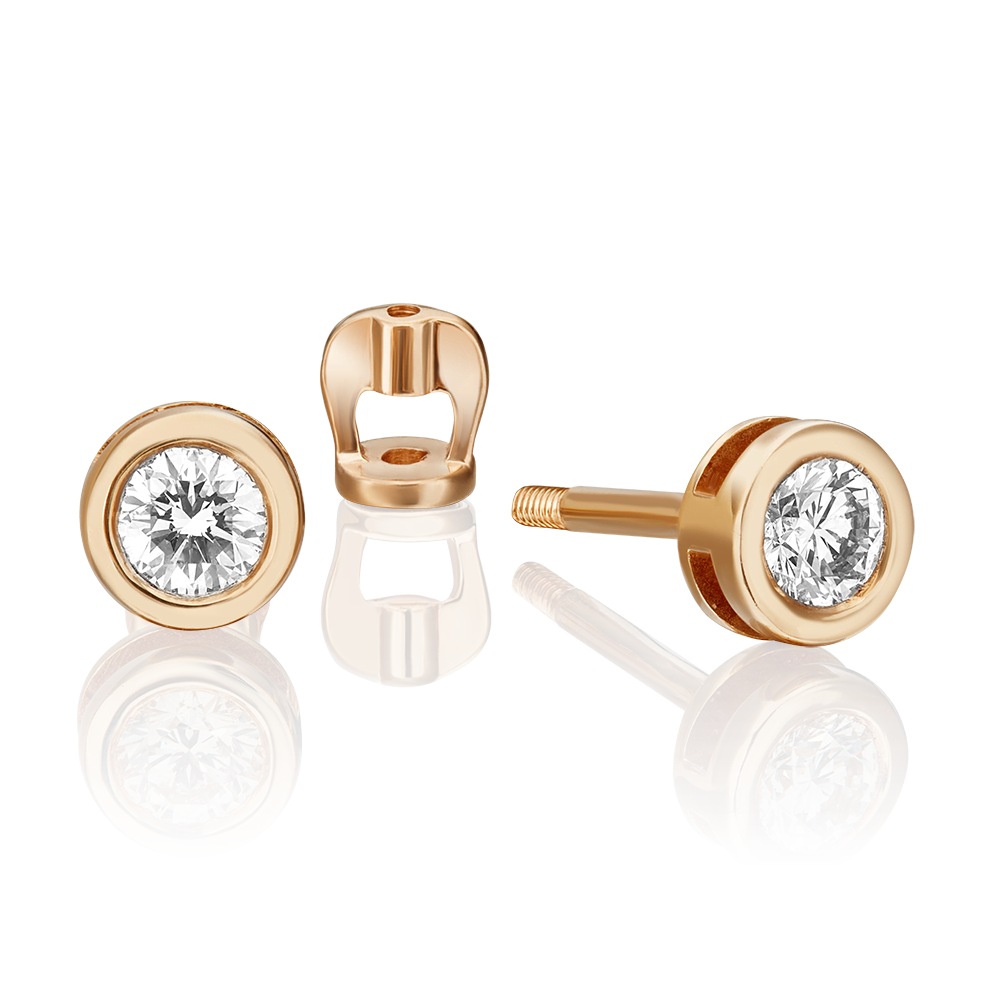 Серьги-пусеты из красного золота с фианитом 02-0279-00-501-1110-38