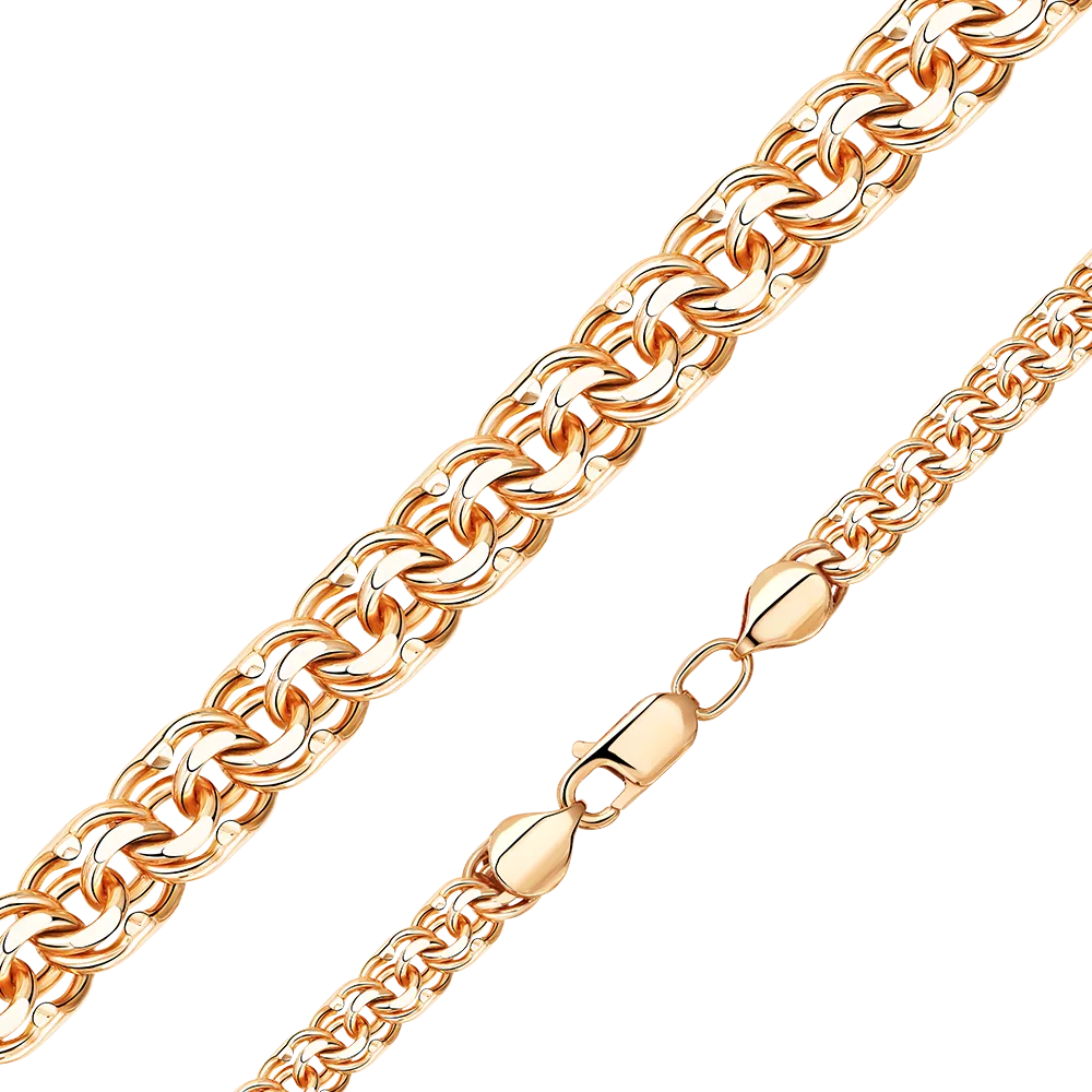 Цепь из красного золота с алмазной гранью (плетение «Бисмарк») 21-2703-100-1110-19