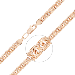 Браслет из красного золота с алмазной гранью (плетение «Бисмарк») 22-2703-100-1110-19